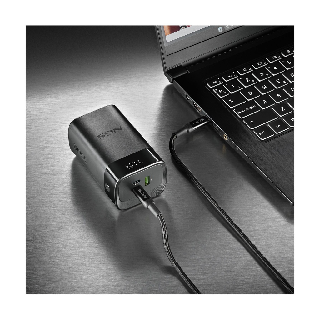 Powerbank 20000mAh NGS TWIX20/ 65W/ Compatible con Portátiles/ Negra