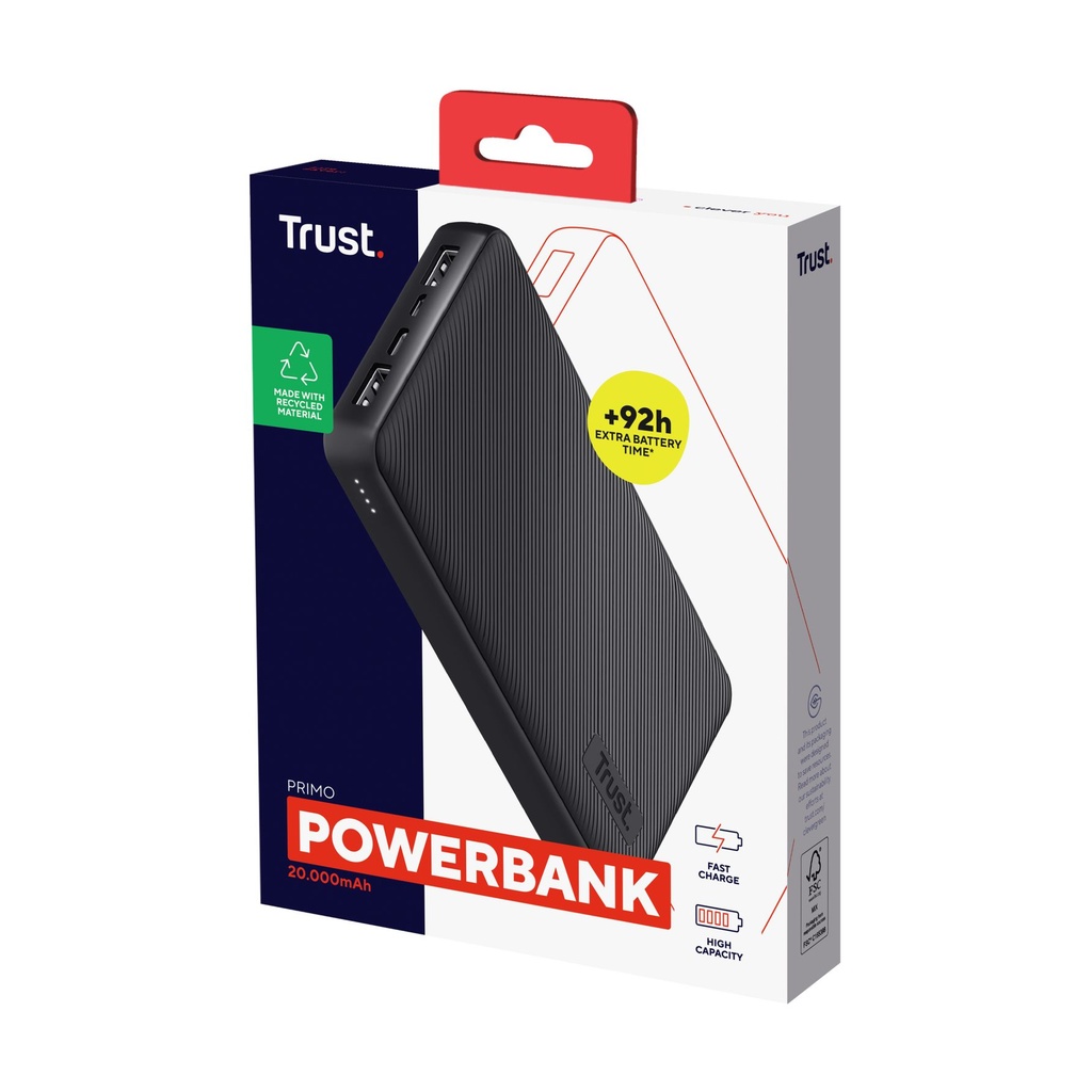 Powerbank 20000mAh Trust Primo/ 15W/ Black