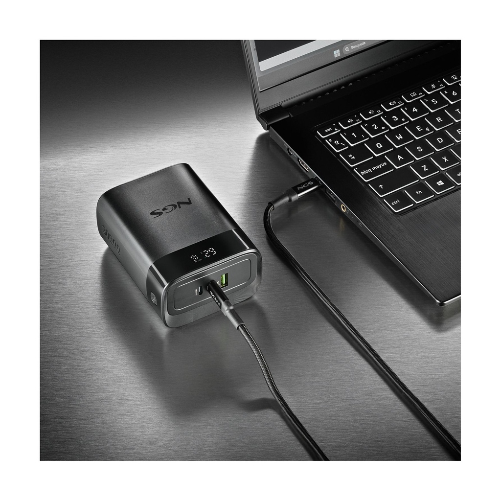 Powerbank 30000mAh NGS TWIX30/ 140W/ Compatible con Portátiles/ Negra