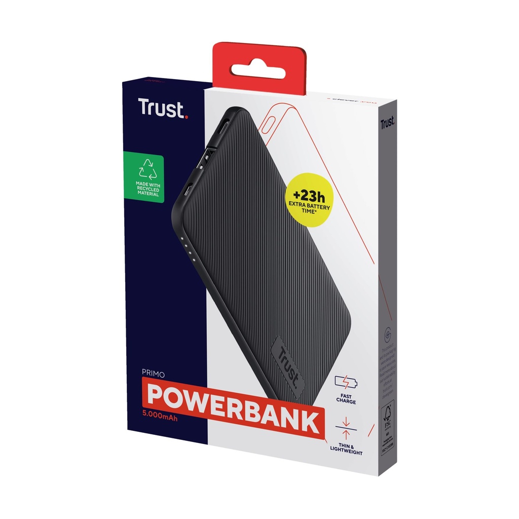 Powerbank 5000mAh Trust Primo/ 15W/ Black