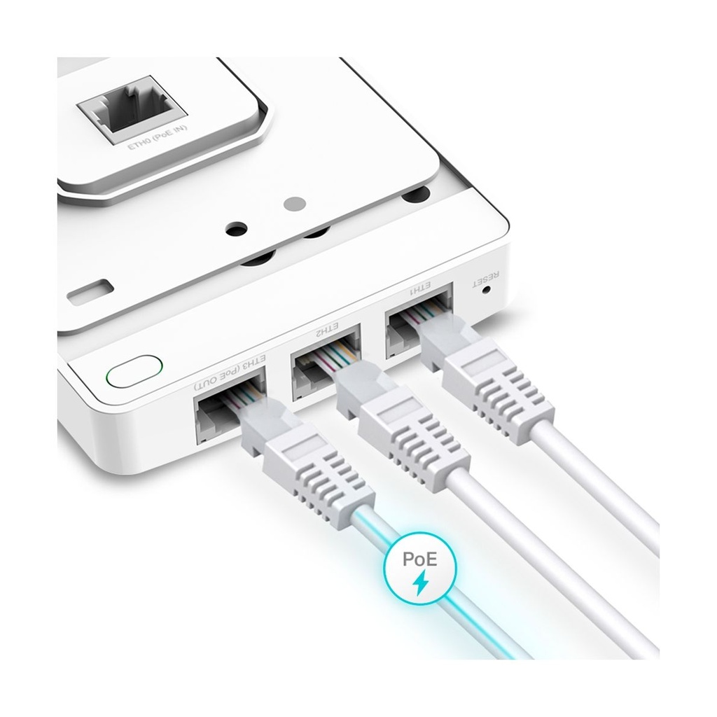 Punto de Acceso Inalámbrico TP-Link Omada EAP615-WALL/ WiFi 6/ PoE/ 1800Mbps/ 2.4GHz 5GHz/ Antenas de 4dBi/ WiFi 802.11 ax/ac/a/n/b/g 802.3af/at