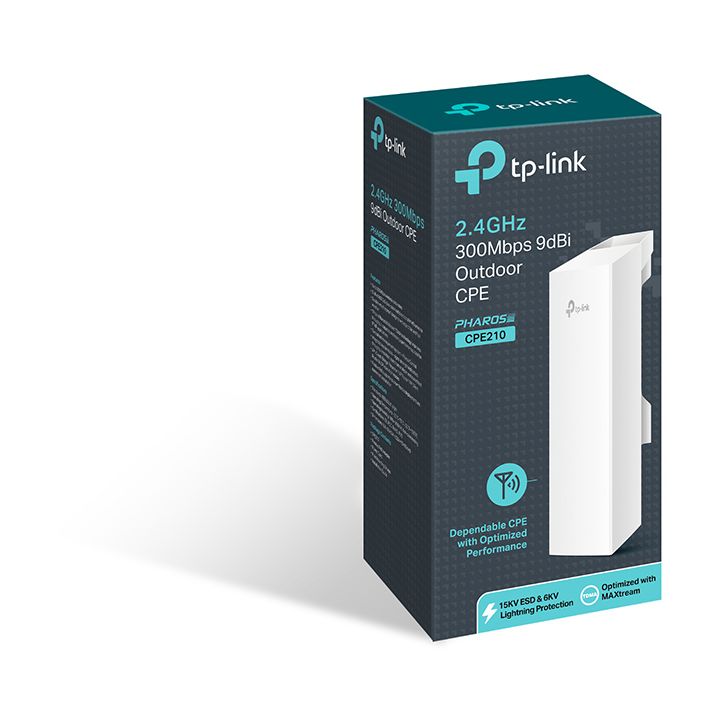 Punto de Acceso Repetidor Inalámbrico TP-Link CPE210 PoE 300Mbps/ 2.4GHz/ Antena de 9dBi/ WiFi 802.11n/b/g