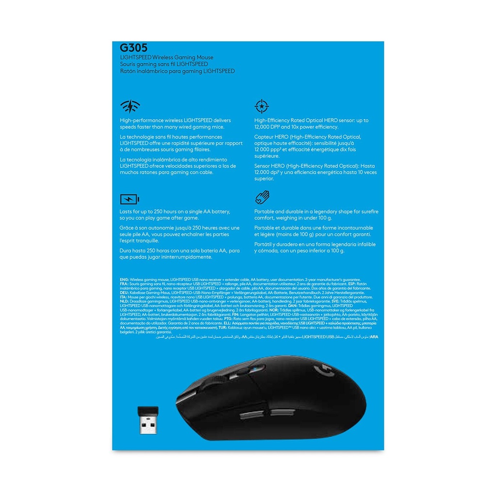 Ratón Gaming Inalámbrico Logitech G305 Lightspeed/ Hasta 12000 DPI/ Negro