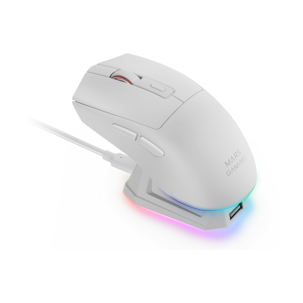 Mars Gaming MM-T3 Wireless Gaming Mouse / Rechargeable Battery / Up to 14400 DPI / White