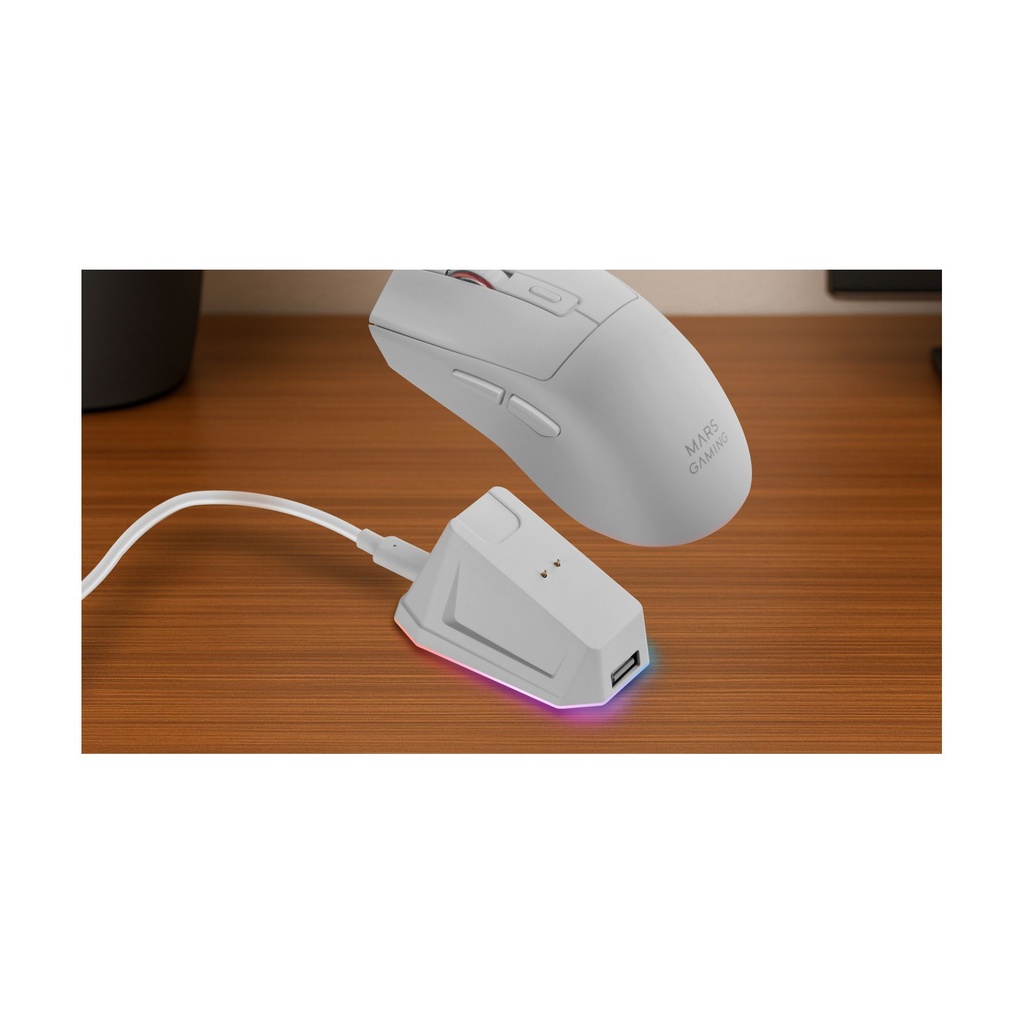 Mars Gaming MM-T3 Wireless Gaming Mouse / Rechargeable Battery / Up to 14400 DPI / White