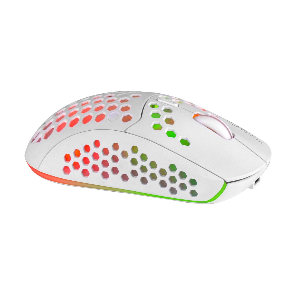 Mars Gaming MMW3W Wireless Gaming Mouse / Rechargeable Battery / Up to 3200 DPI / White