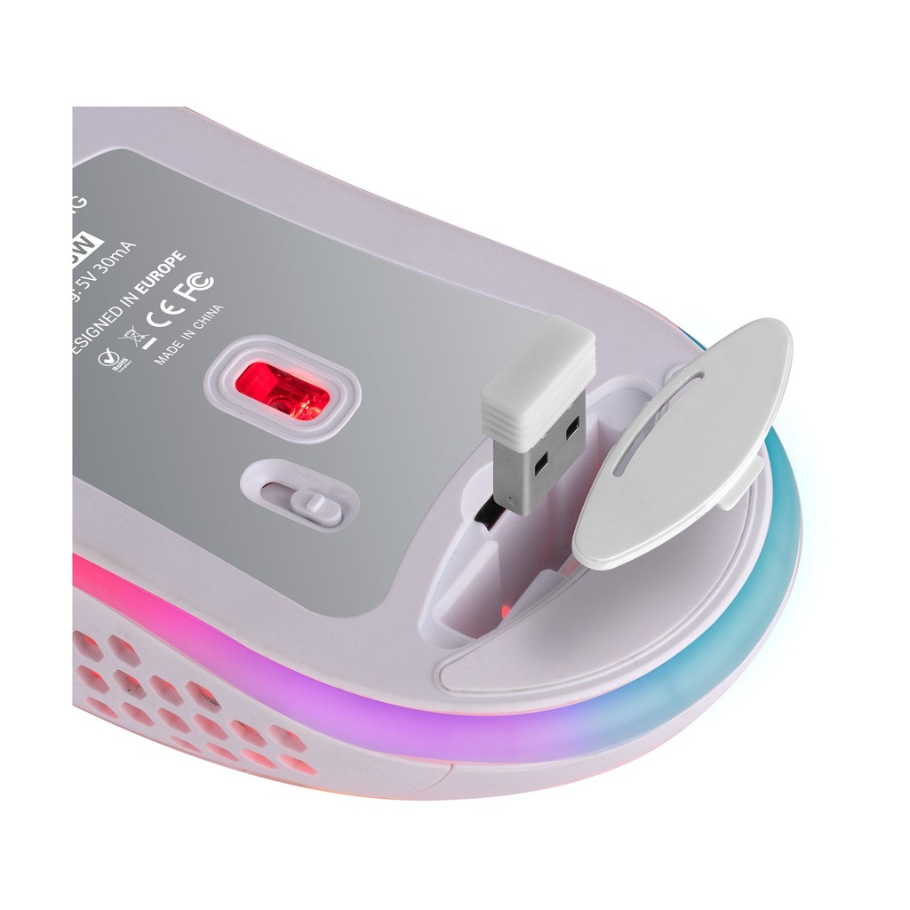 Mars Gaming MMW3W Wireless Gaming Mouse / Rechargeable Battery / Up to 3200 DPI / White