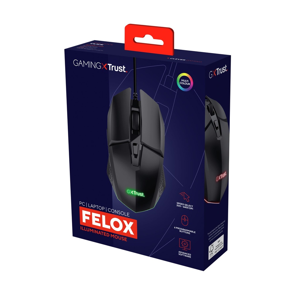 Trust Gaming GXT 109 Felox Gaming Mouse / Up to 6400 DPI