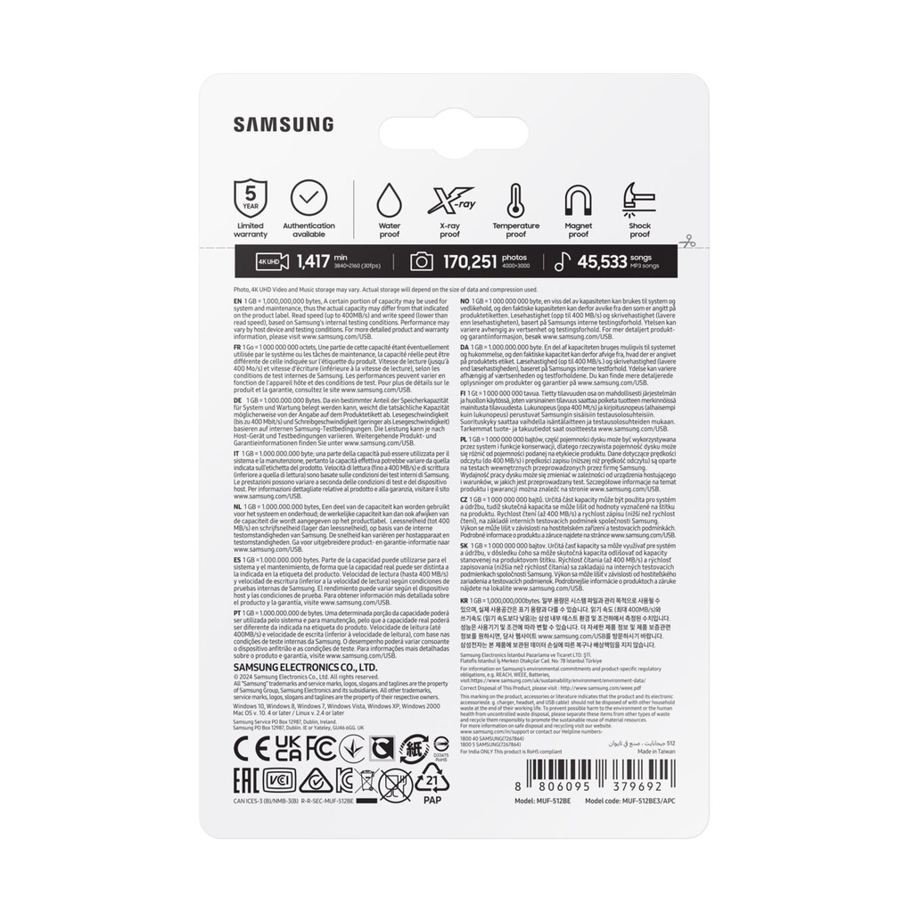 Samsung Bar Plus 512GB USB 3.1 Champaign Silver