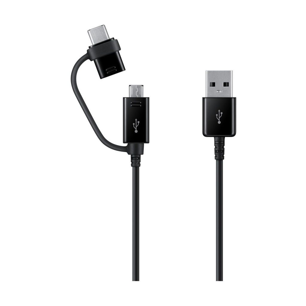 Samsung KFZ-Schnellladegerät mit 2 USB und 2-in-1 Datenkabel Black, EP-L1100WB, 15W
