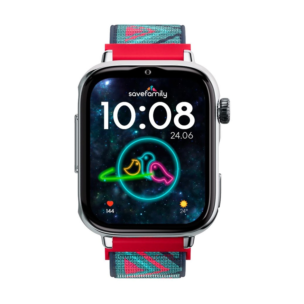 Savefamily Reloj Inteligente Smartwatch Infantil SaveWatch Plus 2 - Pantalla Amoled - Carcasa Plateada - Correa Tela Tribeca