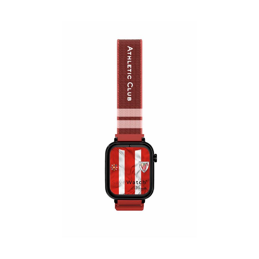 Savefamily Reloj Inteligente Smartwatch Infantil Savewatch Plus Edicion Athletic Club con GPS y Llamada - Correa Tela Roja