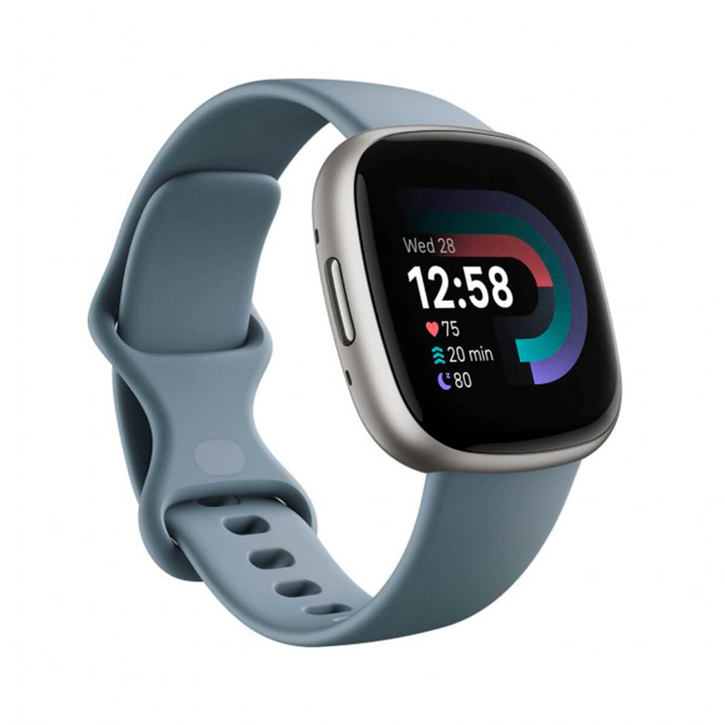 Fitbit Versa 4 Azul (Waterfall Blue) y Cuerpo de Aluminio Platino