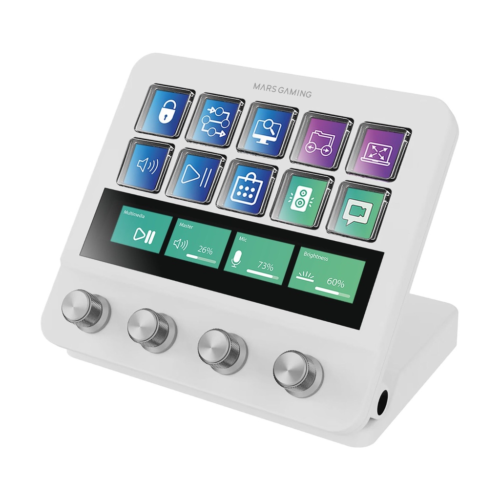 Stream Deck Mars Gaming MSD-PRO/ 10 Teclas LCD + 4 Diales Personalizables/ Blanco