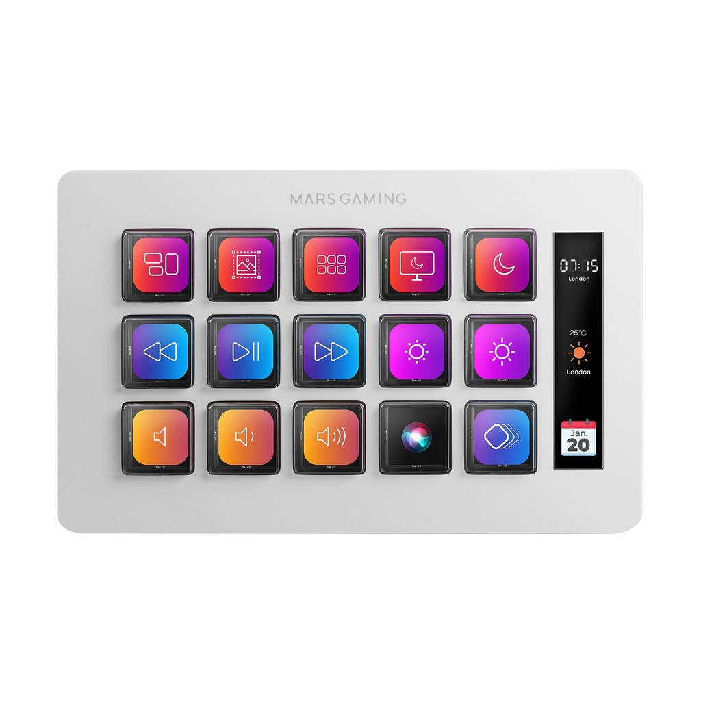 Stream Deck Slim Mars Gaming MSD-ONE/ 15 Teclas LCD/ Blanco