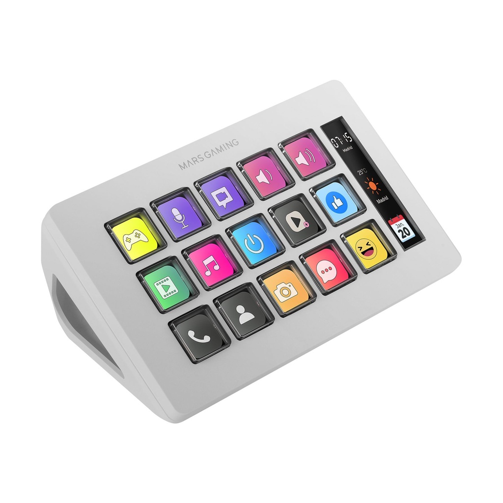 Stream Deck Slim Mars Gaming MSD-ONE/ 15 Teclas LCD/ Blanco