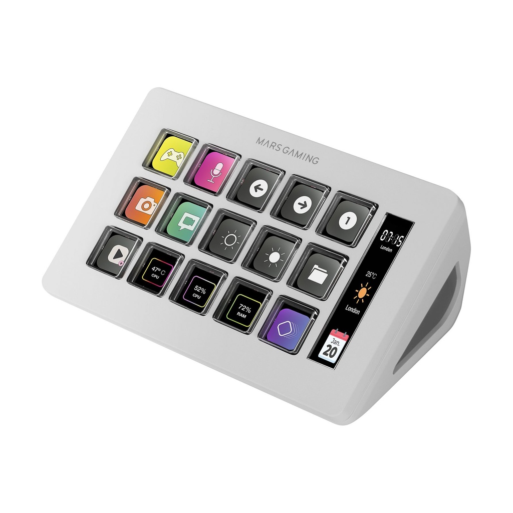 Stream Deck Slim Mars Gaming MSD-ONE/ 15 Teclas LCD/ Blanco