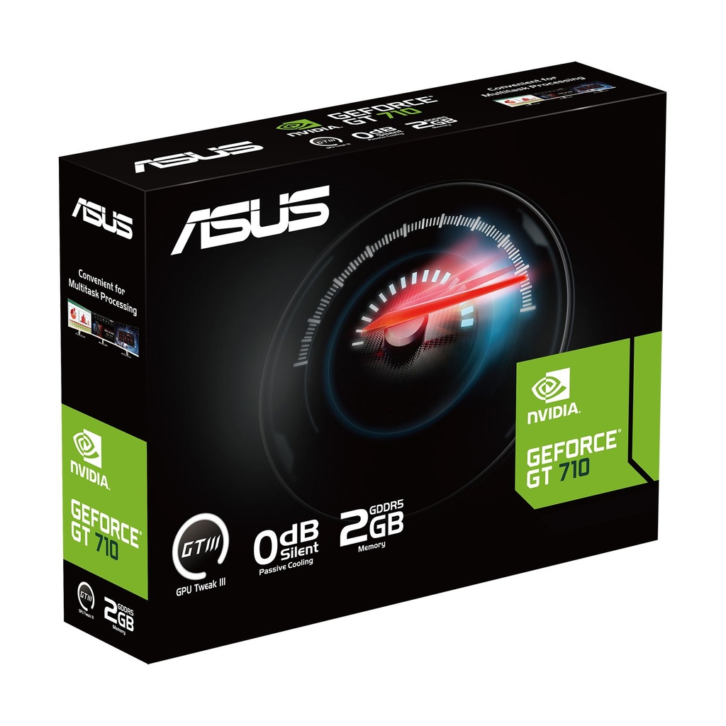 Tarjeta Gráfica Asus GeForce GT 710 SL EVO BRK/ 2GB GDDR5/ Compatible con Perfil Bajo