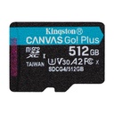 Tarjeta de Memoria Kingston CANVAS Go! Plus 512GB microSD XC con Adaptador/ Clase 10/ 200MBs