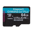 Tarjeta de Memoria Kingston CANVAS Go! Plus 64GB microSD XC con Adaptador/ Clase 10/ 200MBs