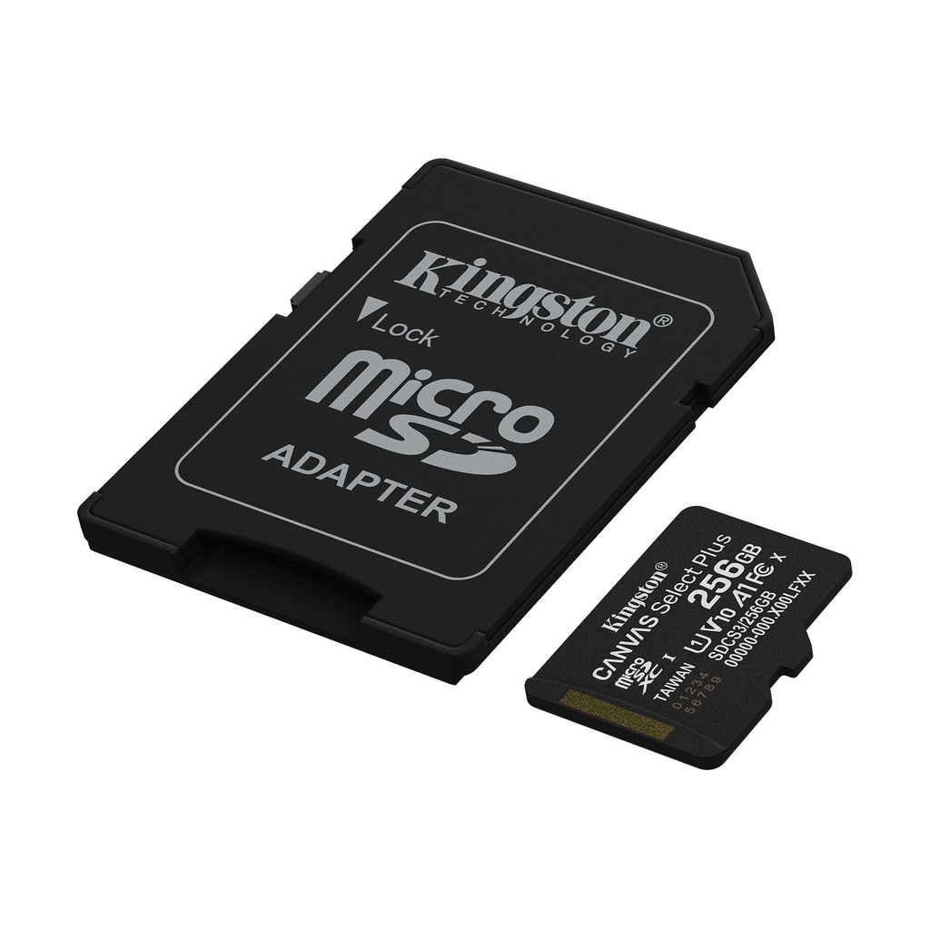 Tarjeta de Memoria Kingston CANVAS Select Plus 256GB microSD XC con Adaptador/ Clase 10/ 150MBs