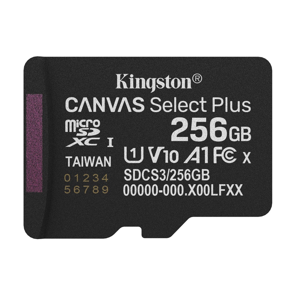 Tarjeta de Memoria Kingston CANVAS Select Plus 256GB microSD XC con Adaptador/ Clase 10/ 150MBs