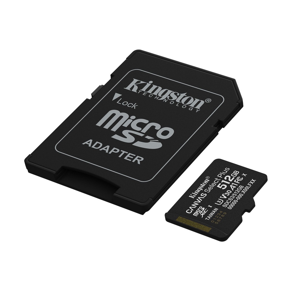 Tarjeta de Memoria Kingston CANVAS Select Plus 512GB microSD XC con Adaptador/ Clase 10/ 150MBs