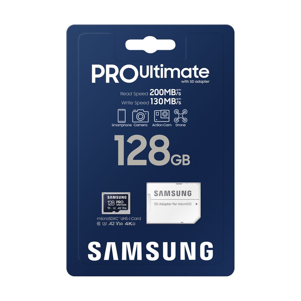 Tarjeta de Memoria Samsung Pro Ultimate 128GB microSD XC con Adaptador/ Clase 10/ 200MBs