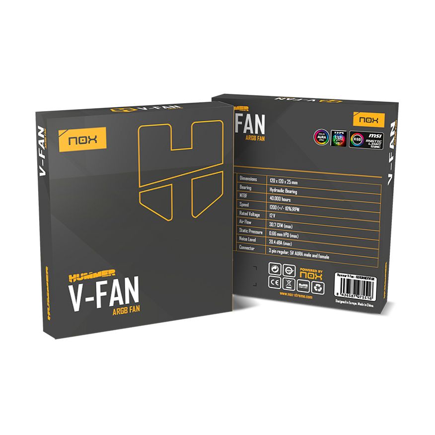 Ventilador Nox V-FAN/ ARGB/ 12cm