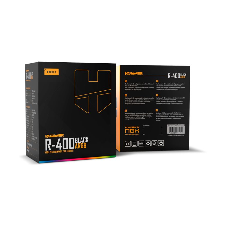 Ventilador con Disipador Nox Hummer R-400 ARGB/ 12cm