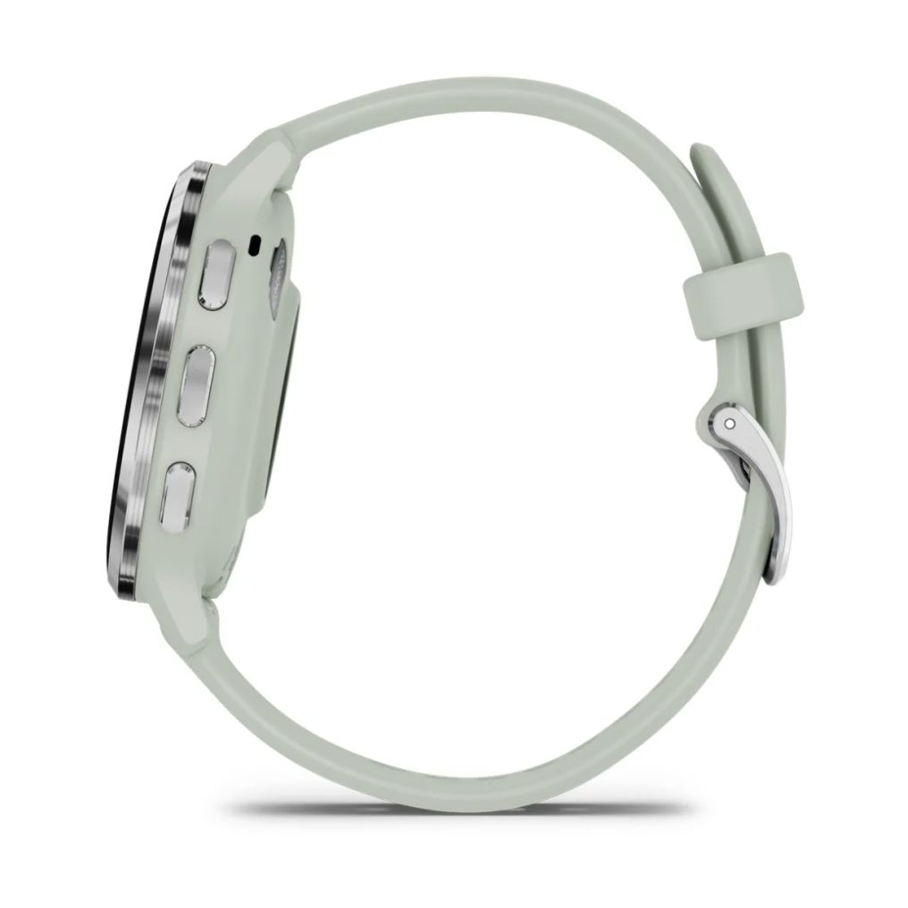 Garmin Venu 3S 41mm Bisel de Acero Inoxidable Plateado con Correa de Silicona Verde