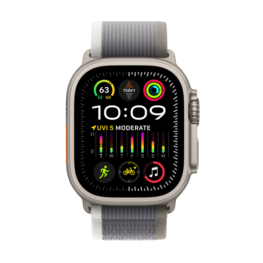 Apple Watch Ultra 2 GPS + Cellular 49mm Titanio con Correa Trail Loop Verde/Gris - Talla S/M
