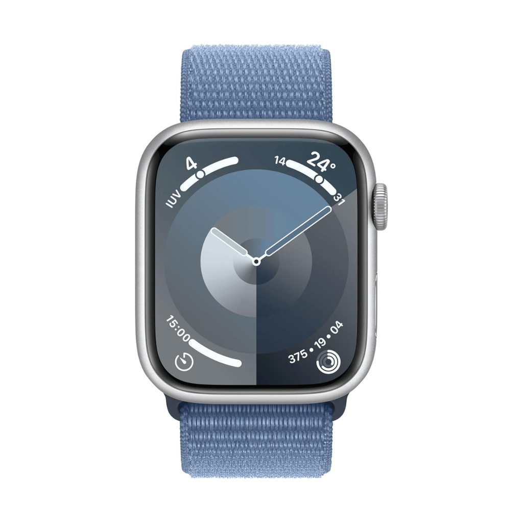 Apple Watch Series 9 GPS 45mm Aluminio Plata y Correa Deportiva Loop Azul (Winter Blue)
