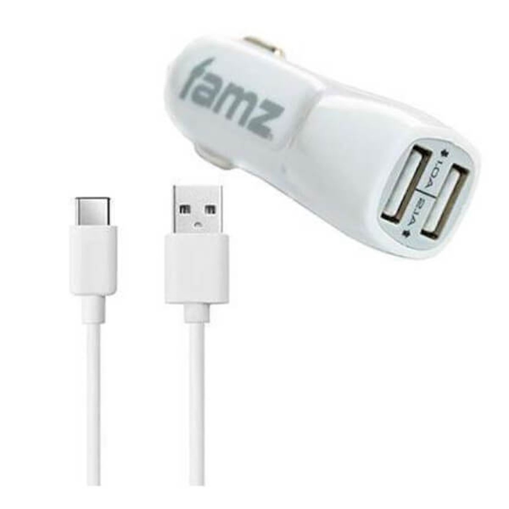 Universelles Autoladegerät USB Typ C 2.100 mAh Weiß