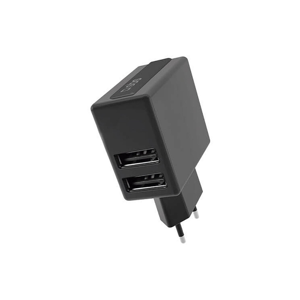 SBS 2,1 A Netzladegerät mit Dual-USB-Ausgang, Schwarz