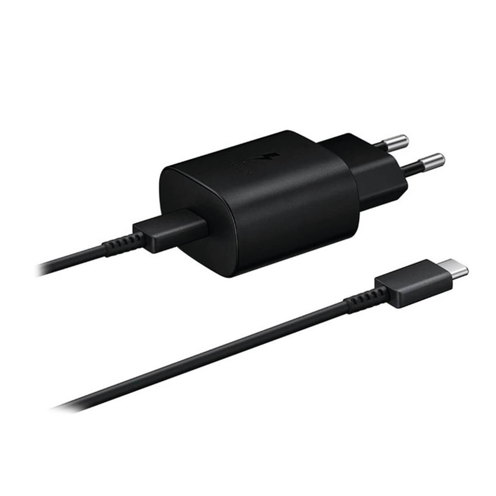 Samsung Cargador de red compatible Carga Rápida 25W USB-C (EP-TA800EBE + EPDG977BBE 2A) Negro