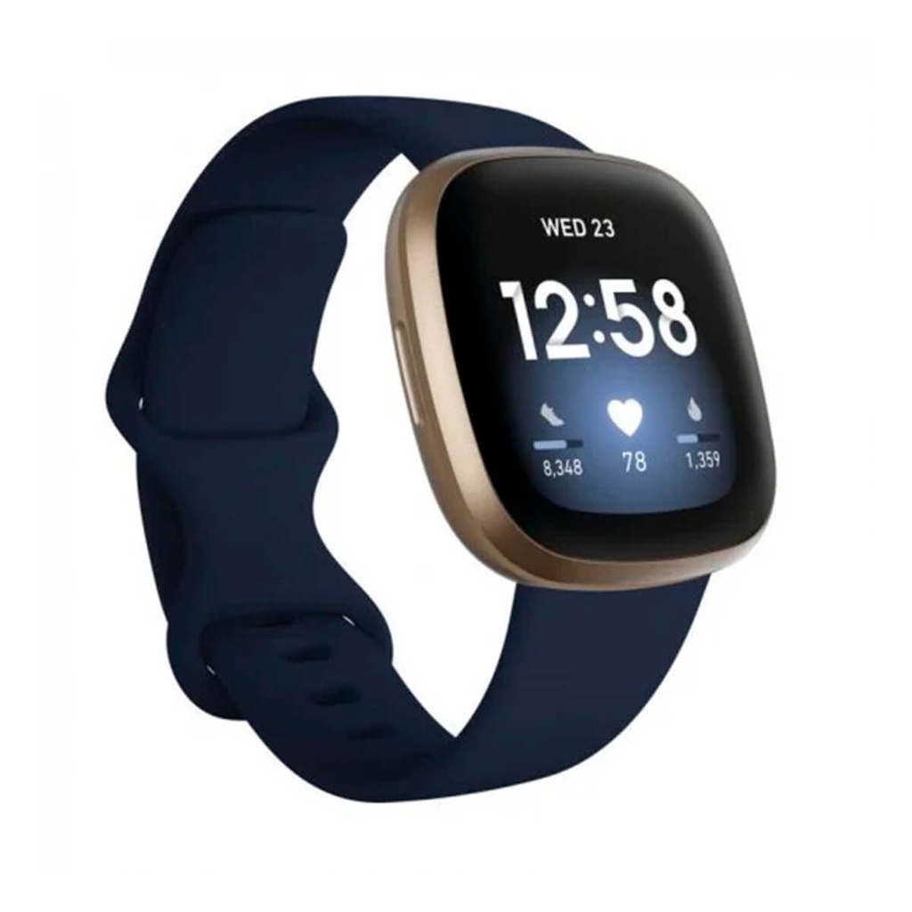 Fitbit Versa 3 Aluminio Dorado y Correa Azul Medianoche (Midnight)