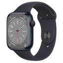 Apple Watch Series 8 GPS 45mm Aluminium Noir (Midnight) et Bracelet Sport Noir MP6N3TY/A