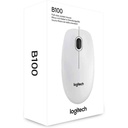 Logitech B100 Mouse/ Up to 800 DPI/ White