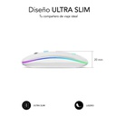 Mouse sem fio Bluetooth Subblim Dual Flat LED / Bateria recarregável / Até 1600 DPI / Branco