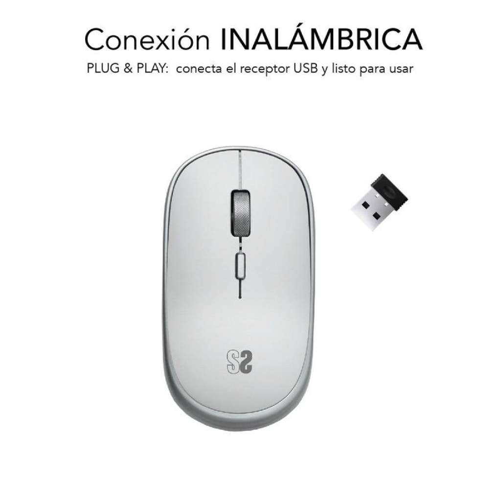 Mini Mouse Sem Fio Subblim / Até 1600 DPI / Prata