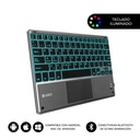 Clavier Bluetooth sans fil compact Subblim avec pavé tactile, rétroéclairage intelligent noir/gris