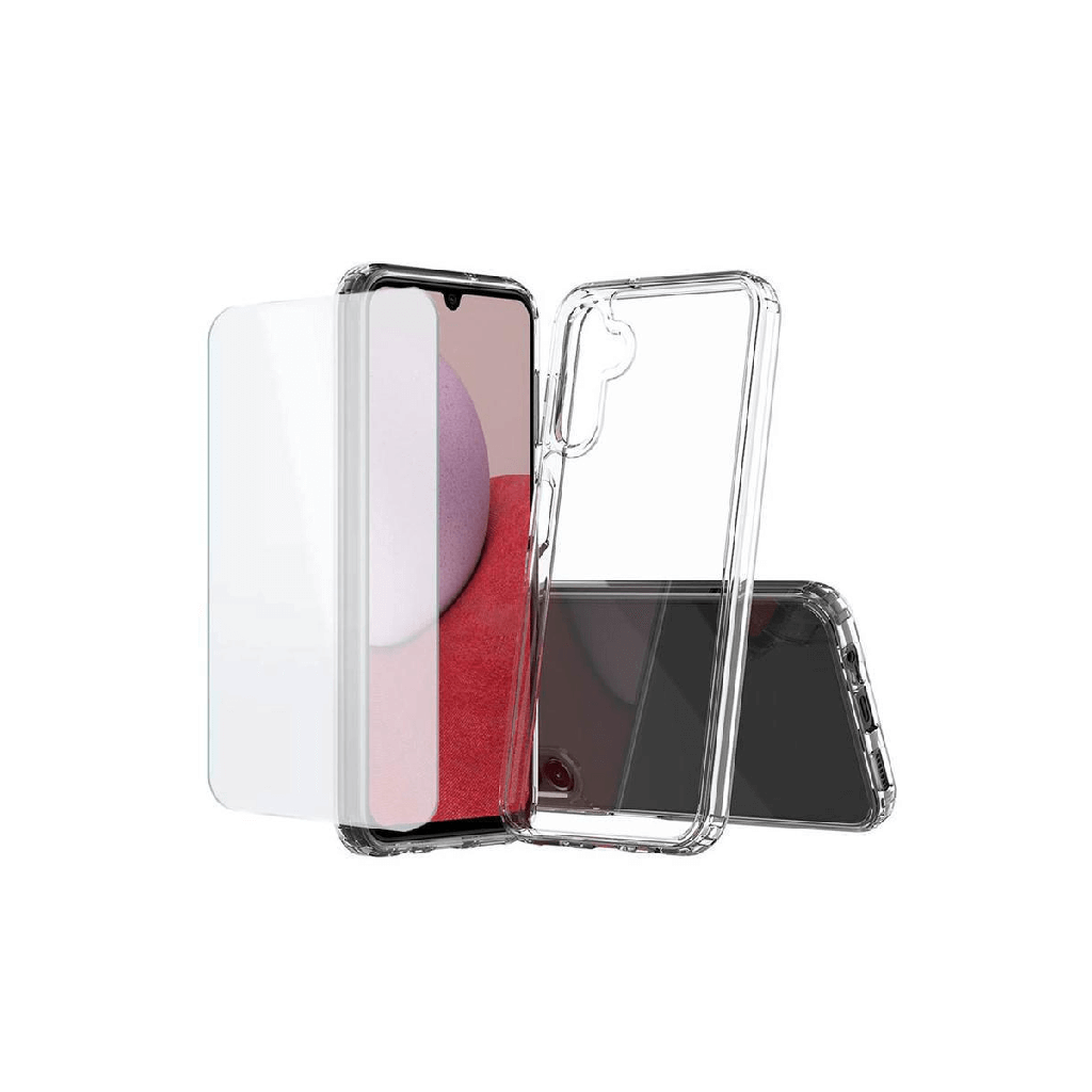 Tempered glass protector + transparent hybrid case for Samsung Galaxy A14 4G / A14 5G