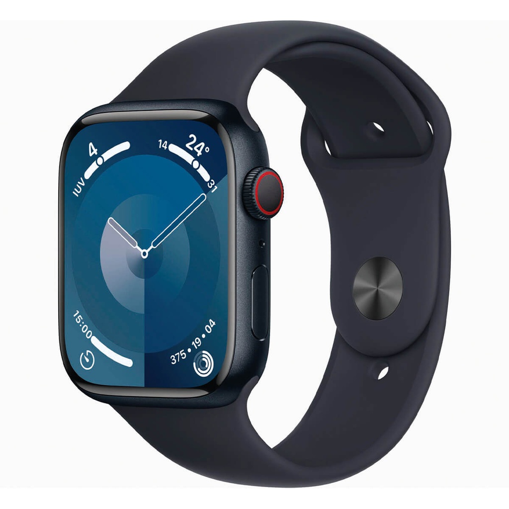 Apple Watch Series 9 GPS 45mm Alumínio Preto e Pulseira Esportiva Preta MRMC3QL/A - Tamanho M/L