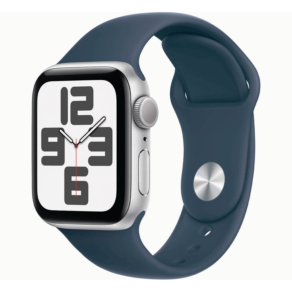 Apple Watch SE (2ª Gen) 2023 GPS 40mm Aluminium Argent (Silver) et Bracelet Sport Bleu (Storm Blue) - Taille M/L