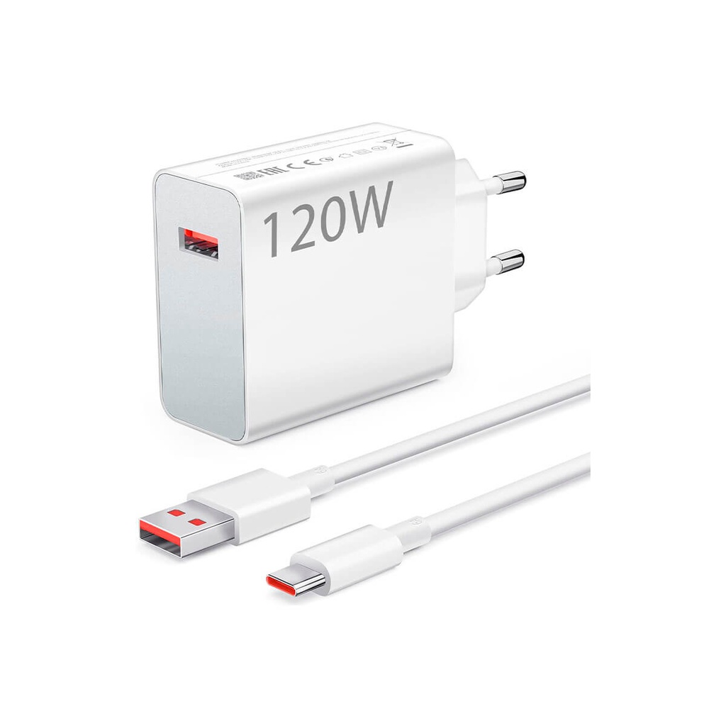 Xiaomi Charging Combo 120W Cargador Rápido USB-A + Cable de datos USB-C Blanco MDY-13-EE