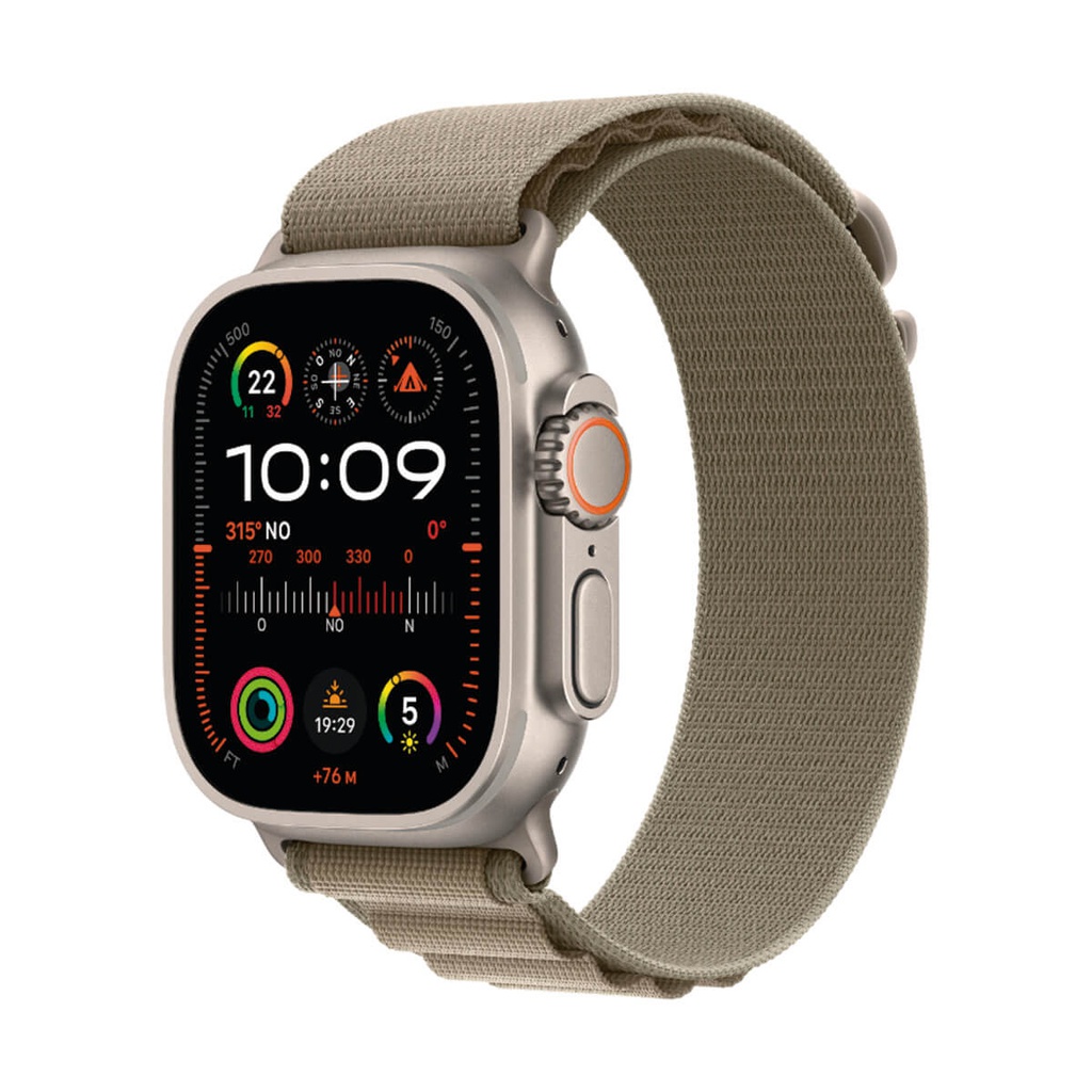 Apple Watch Ultra 2 GPS + Cellular 49mm Titanio con Alpine Loop cinturino verde oliva MREY3FD/A - Taglia M