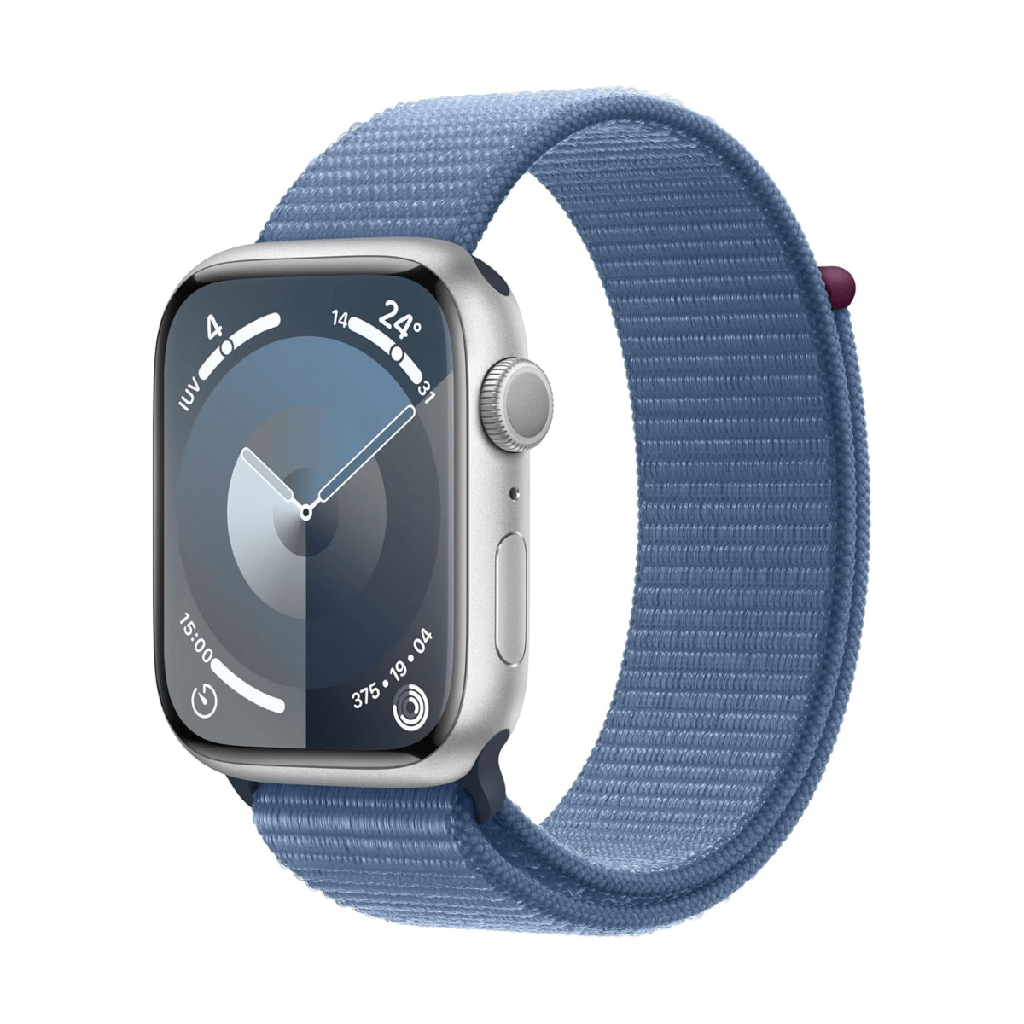 Apple Watch Series 9 GPS 45mm Silver Aluminum and Blue Sport Loop Band (Winter Blue)