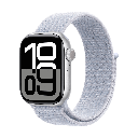 Apple Watch Series 10 GPS 46 mm Sportarmband aus silbernem Aluminium und blauer Schlaufe (Blue Cloud)
