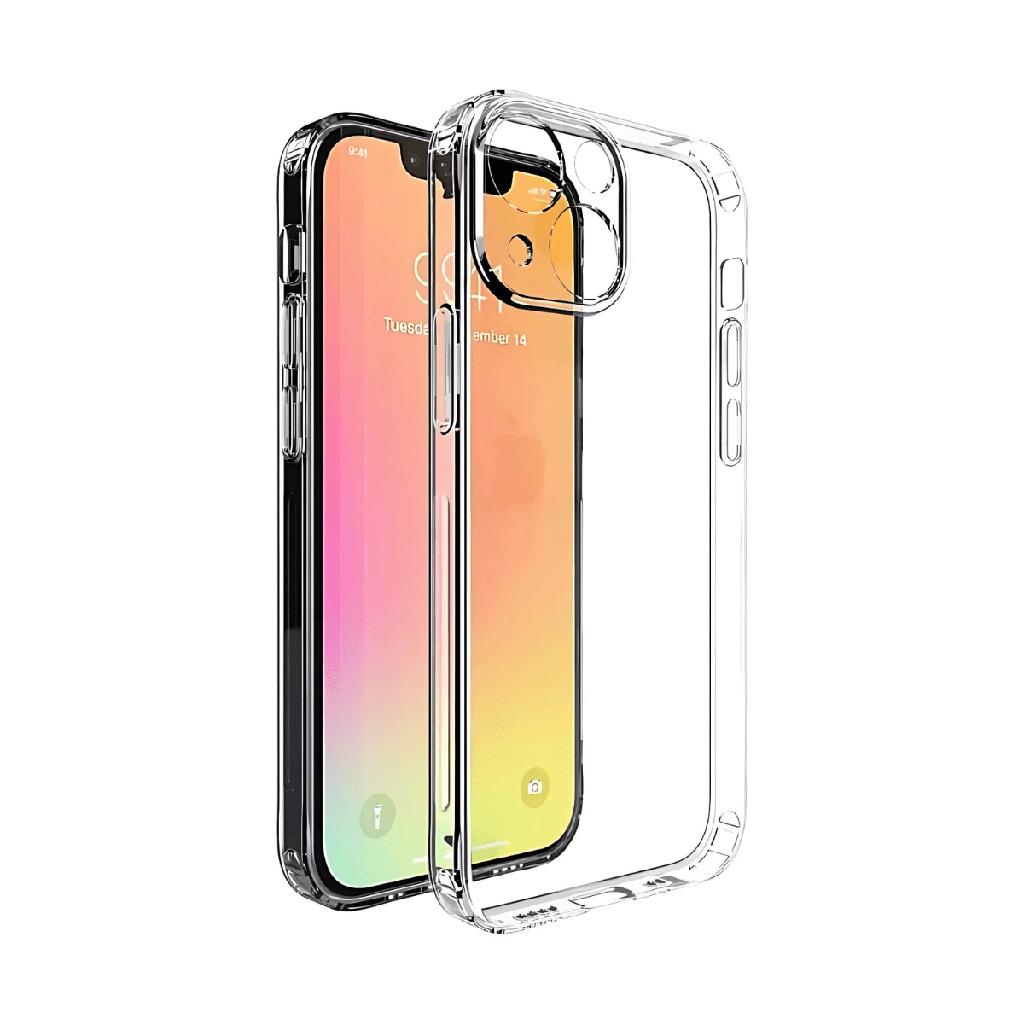 Capa Híbrida para iPhone 14 (pára-choques + parte traseira transparente) Transparente